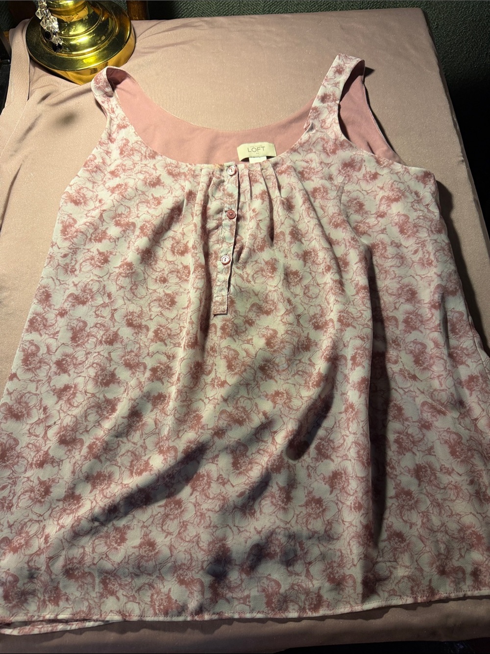 LOFT Dusty Rose Floral Scoop Neck Camisole